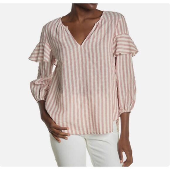 Velvet by Graham and Spencer Tyra Striped Pink Blouse size Small - Picture 1 of 6